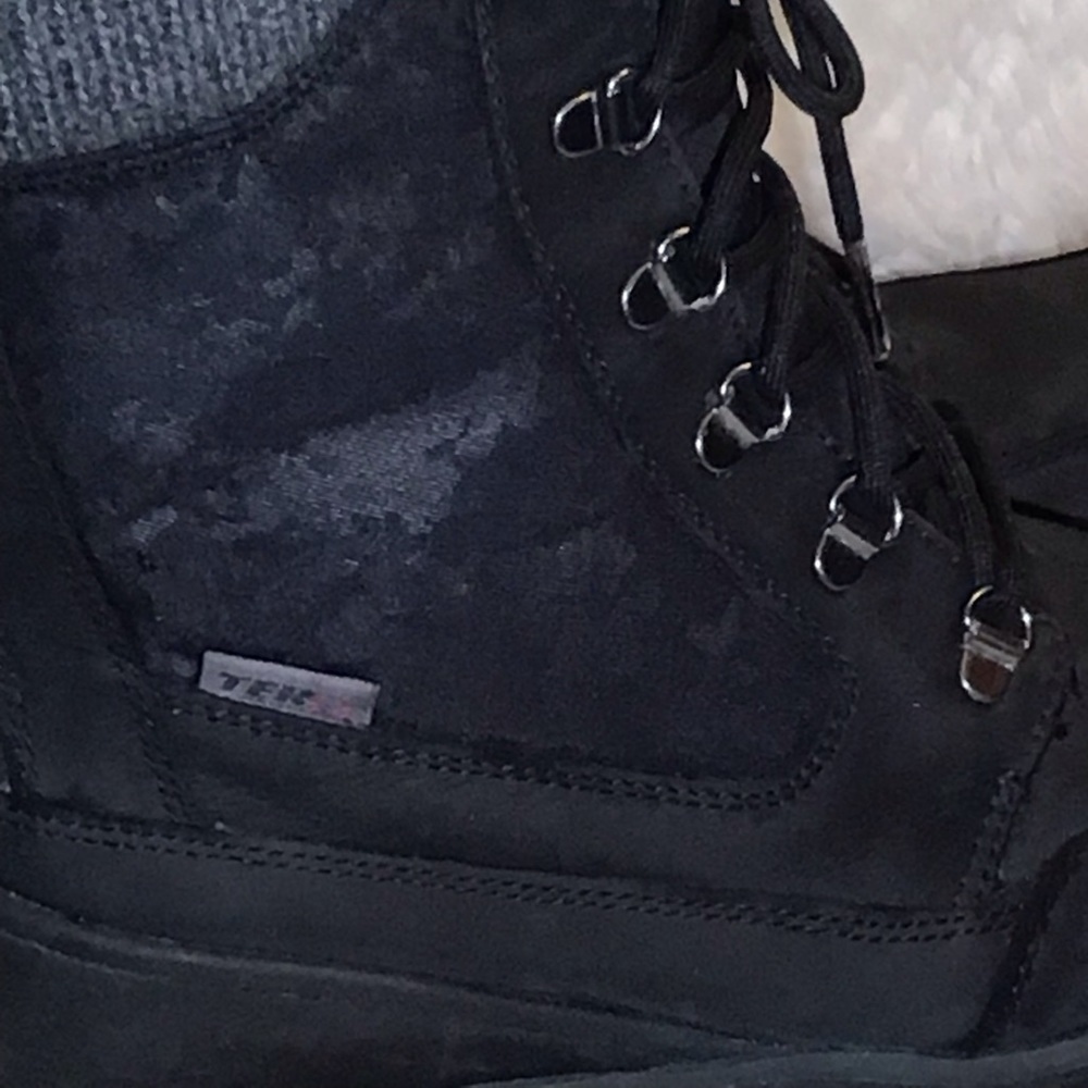 L.L.Bean womens black wedge lace up boots size 8.5 - Picture 5 of 7